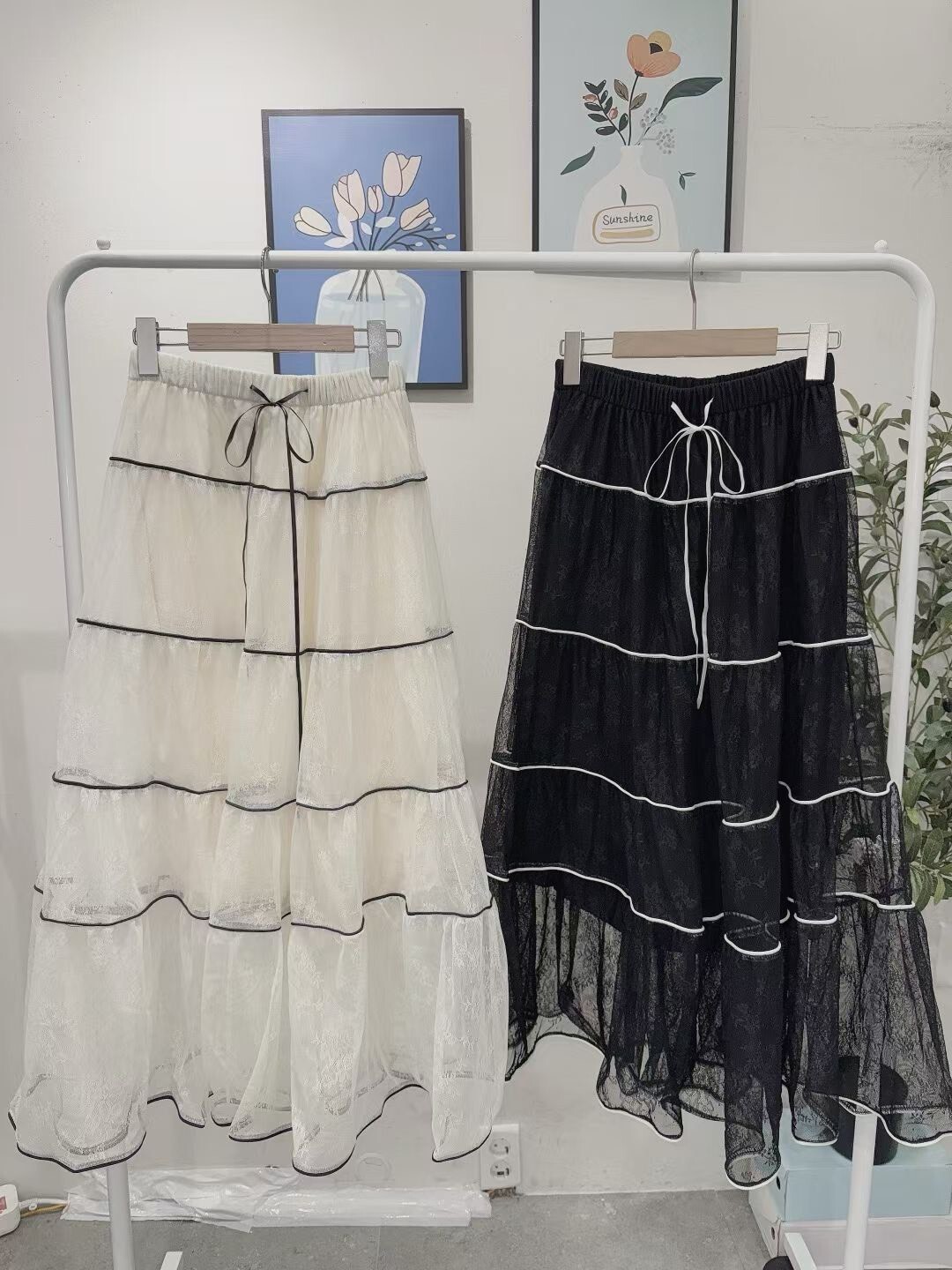 滾圈紗綁帶長裙