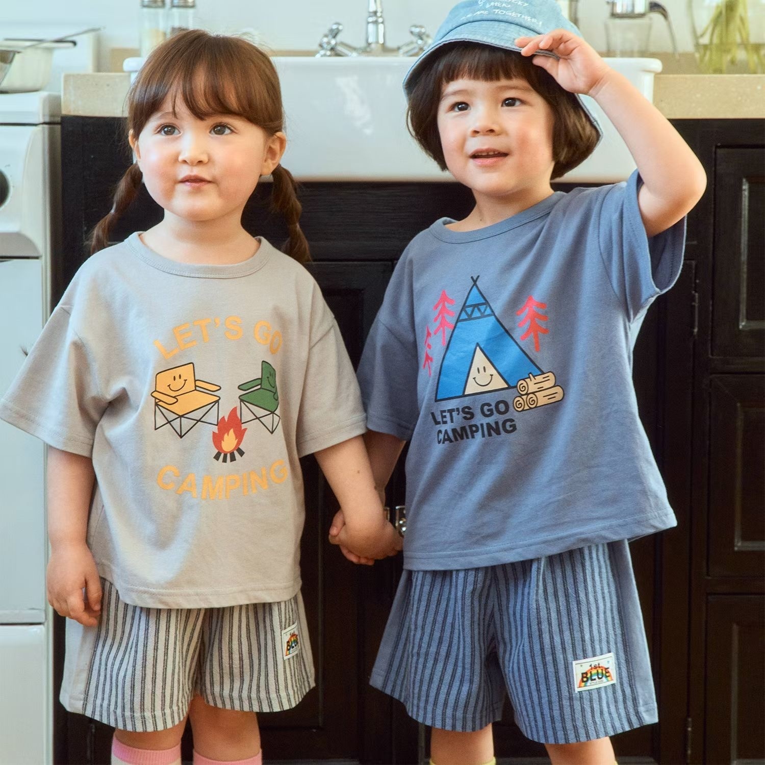 1st.Blue Camping Short Sleeve T-shirt