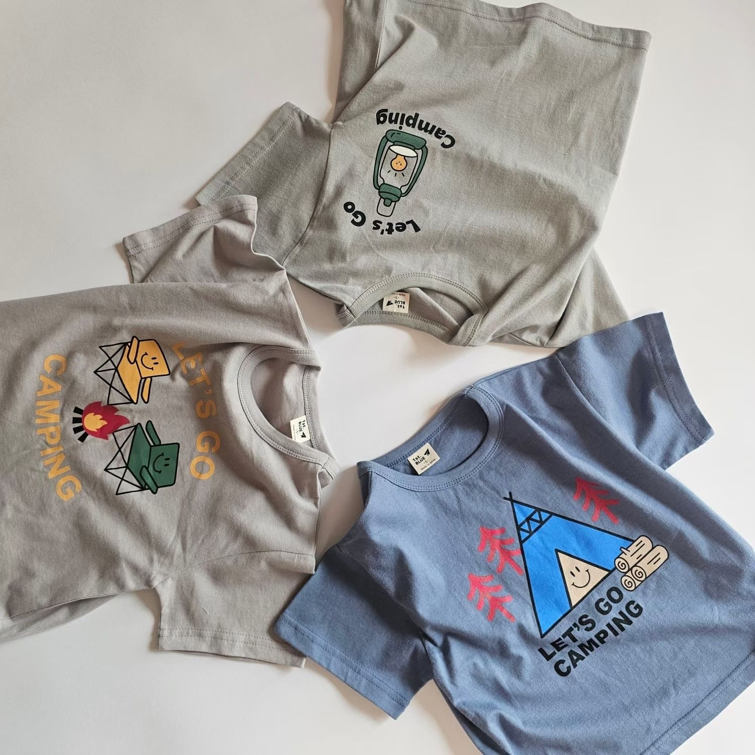 1st.Blue Camping Short Sleeve T-shirt