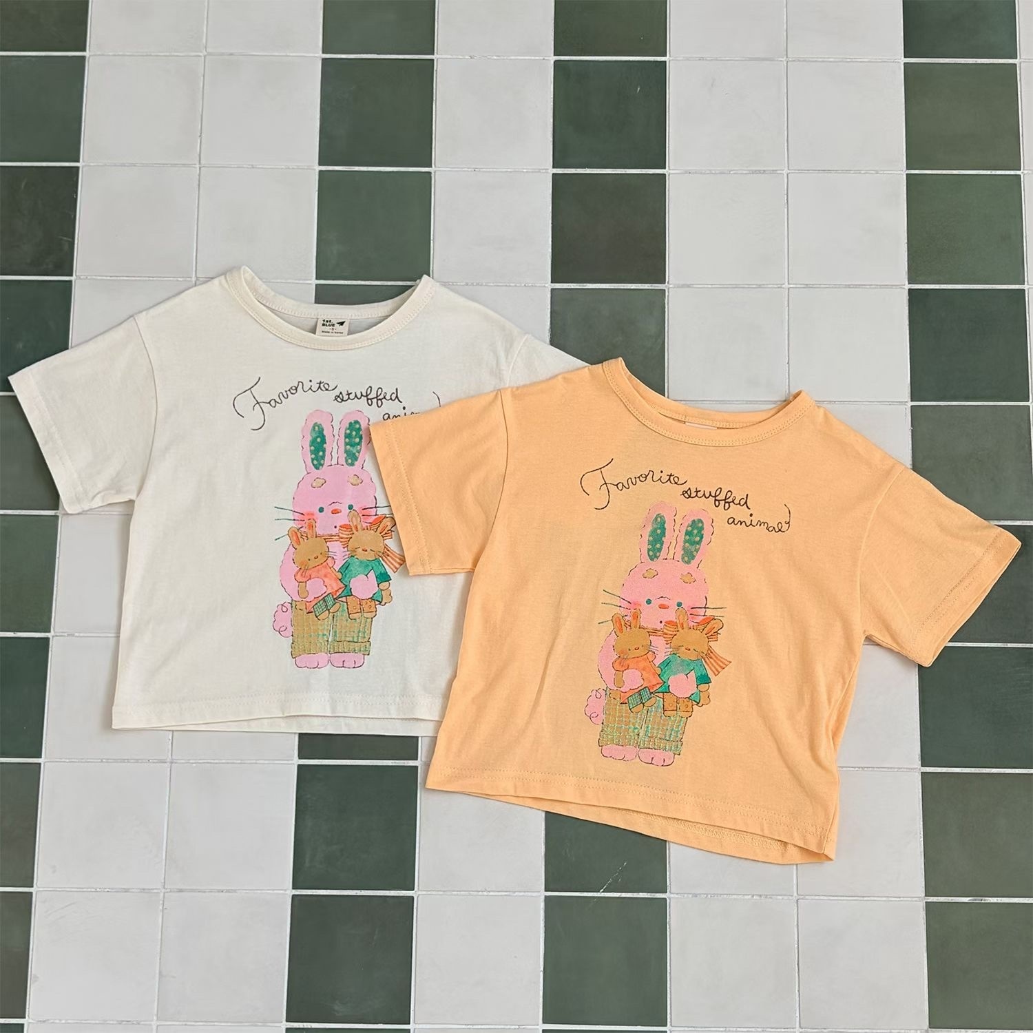 1st.Blue Rabbit Print Short Sleeve T-shirt