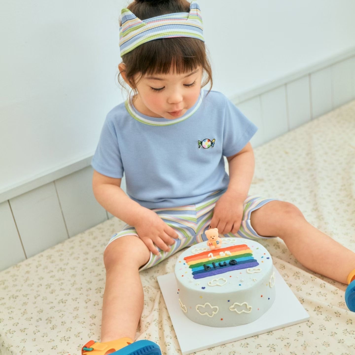 1st.Blue Lara Ribbed Short Sleeve Tee