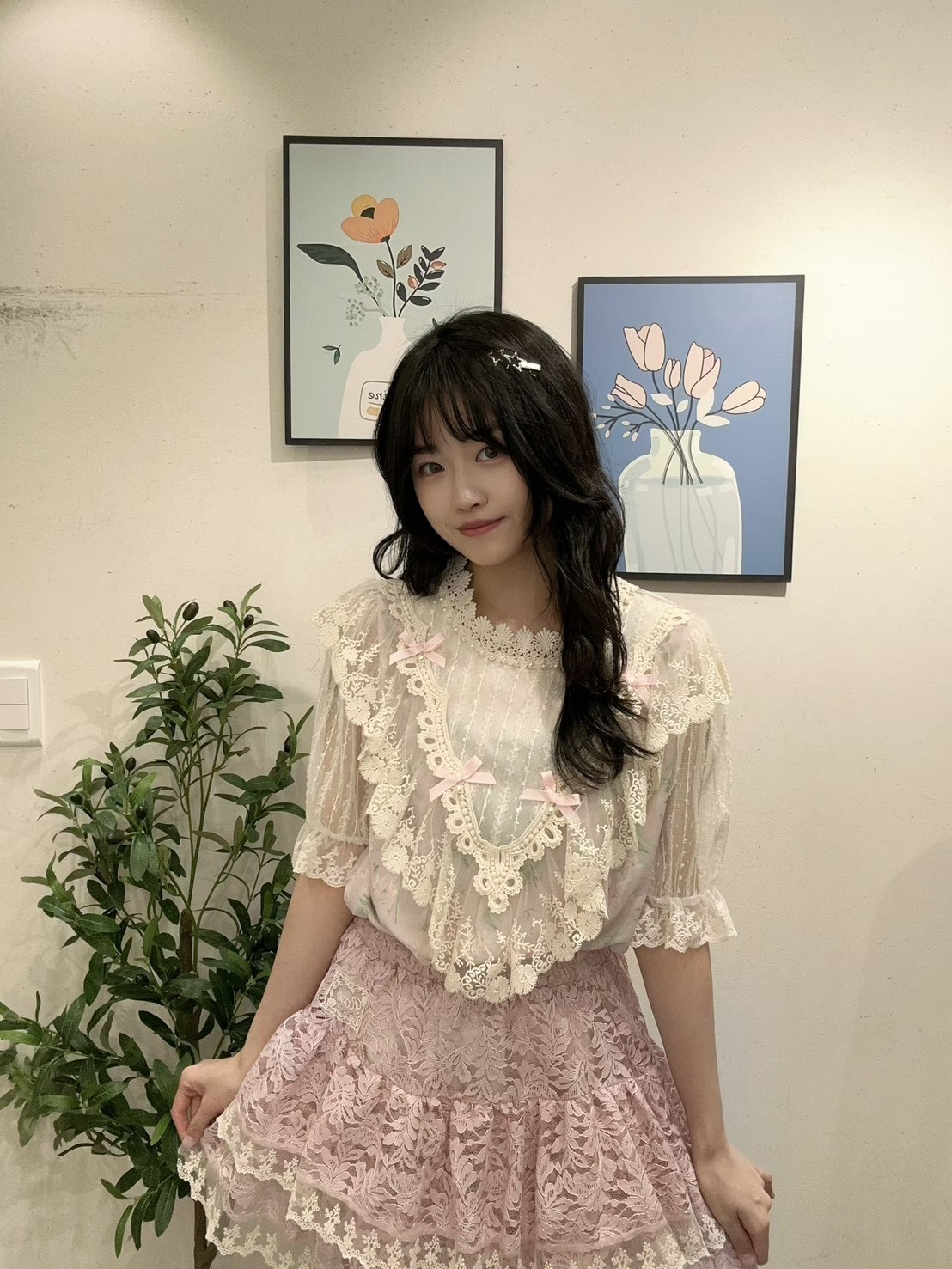 華麗蕾絲印花上衣