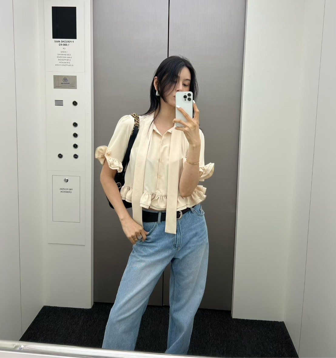 捲捲寬擺短袖襯衫