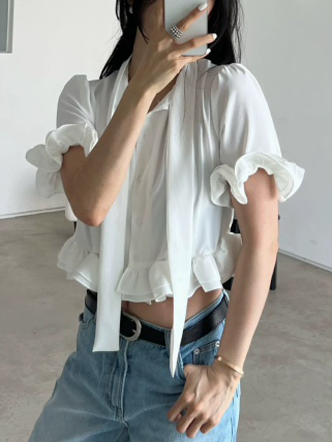 捲捲寬擺短袖襯衫