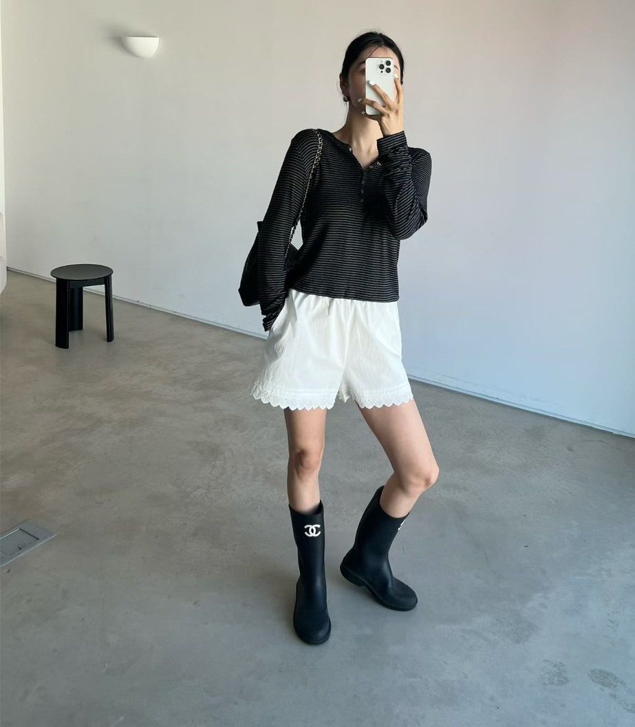 連帽開釦合身條紋T