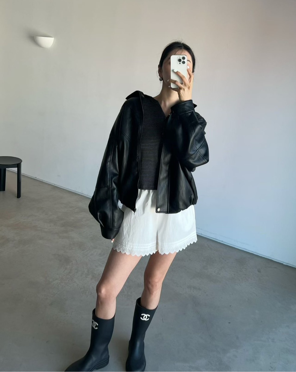 下擺蕾絲內搭棉短褲