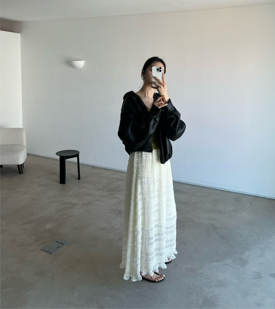 橫紋路紗質長裙