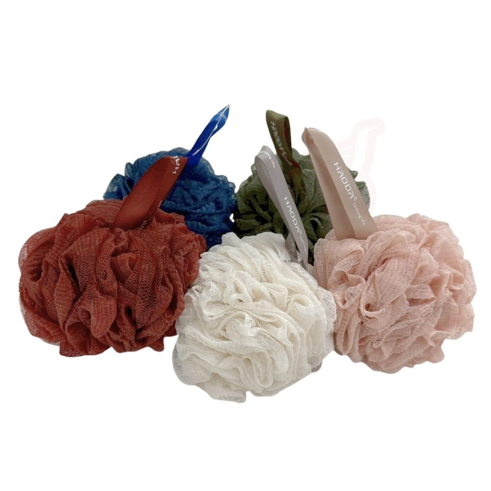 緞帶掛耳沐浴球｜英文織帶洗澡球起泡球浴球沐浴海綿親膚柔軟洗澡用品居家沐浴清潔【輕鬆購五金百貨】