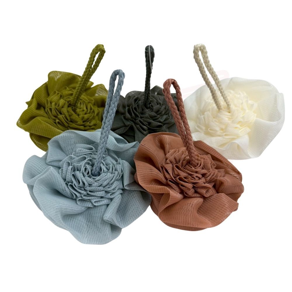 玫瑰花造型浴球｜柔軟細密起泡不傷膚・高顏值花朵設計・掛繩快乾沐浴球洗澡搓背【輕鬆購五金百貨】