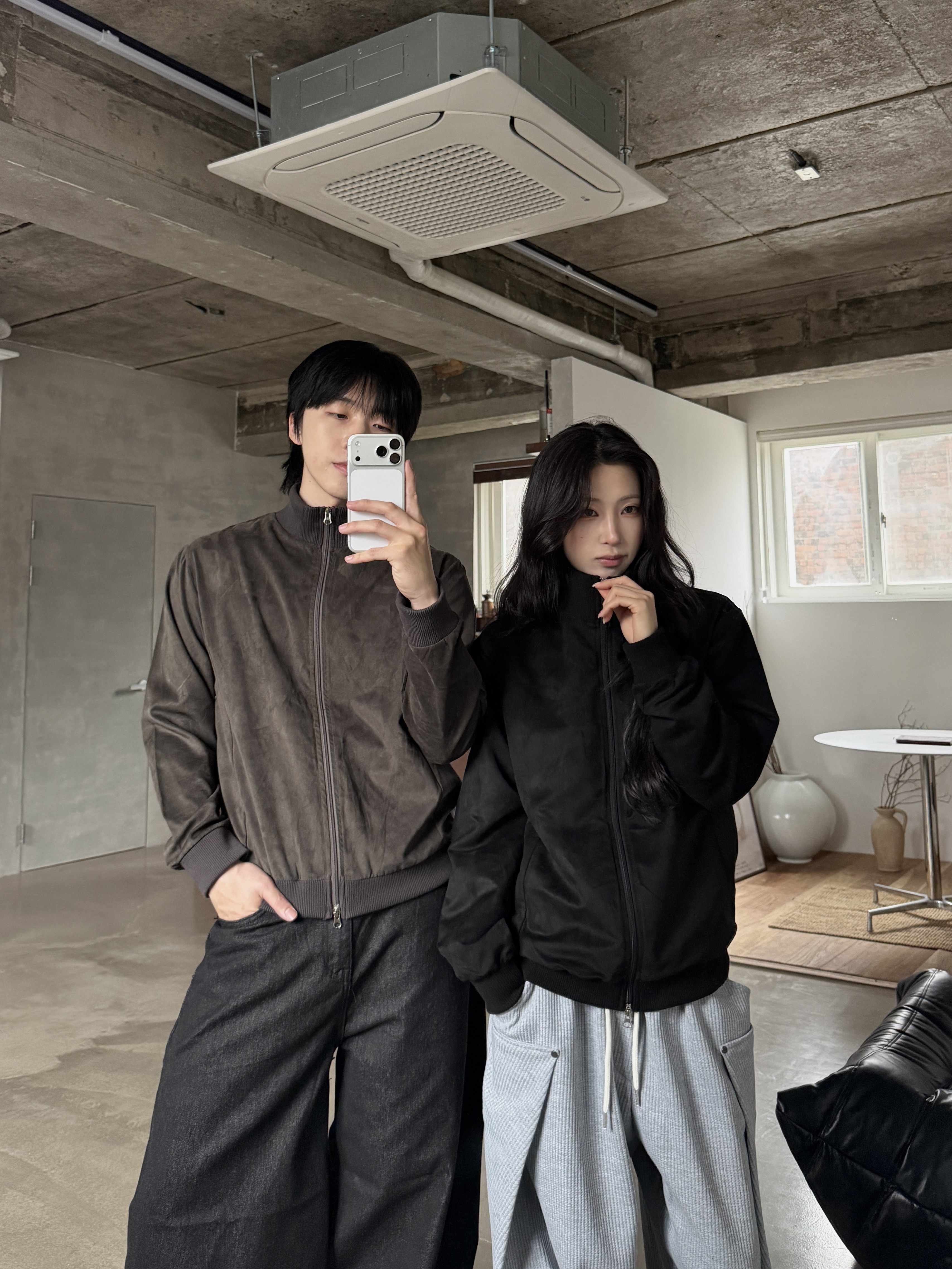 霧感麂皮 立領拉鍊短版外套