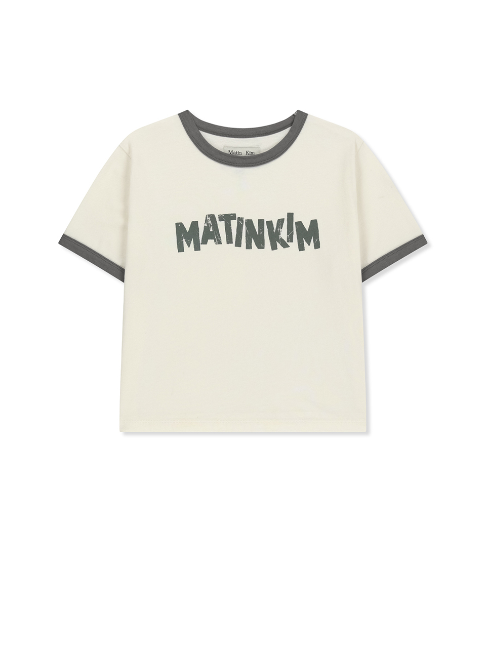 LOGO滾邊短版上衣 奶油色