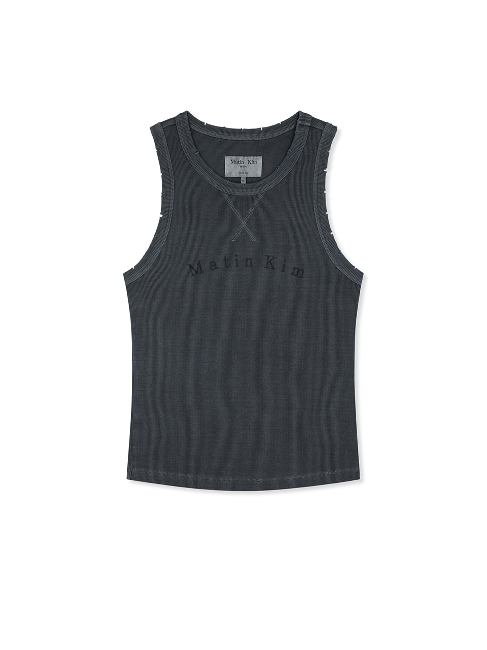 復古做舊LOGO無袖上衣 炭灰