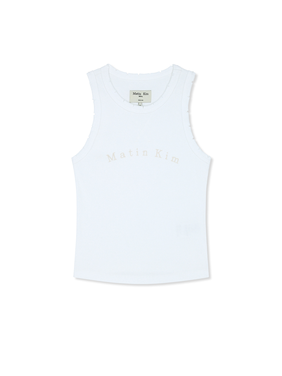 復古做舊LOGO無袖上衣 白色