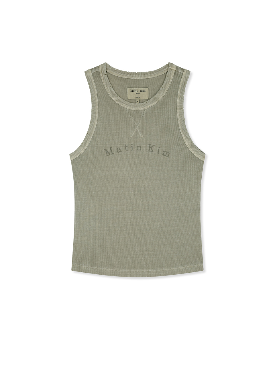 復古做舊LOGO無袖上衣 米色