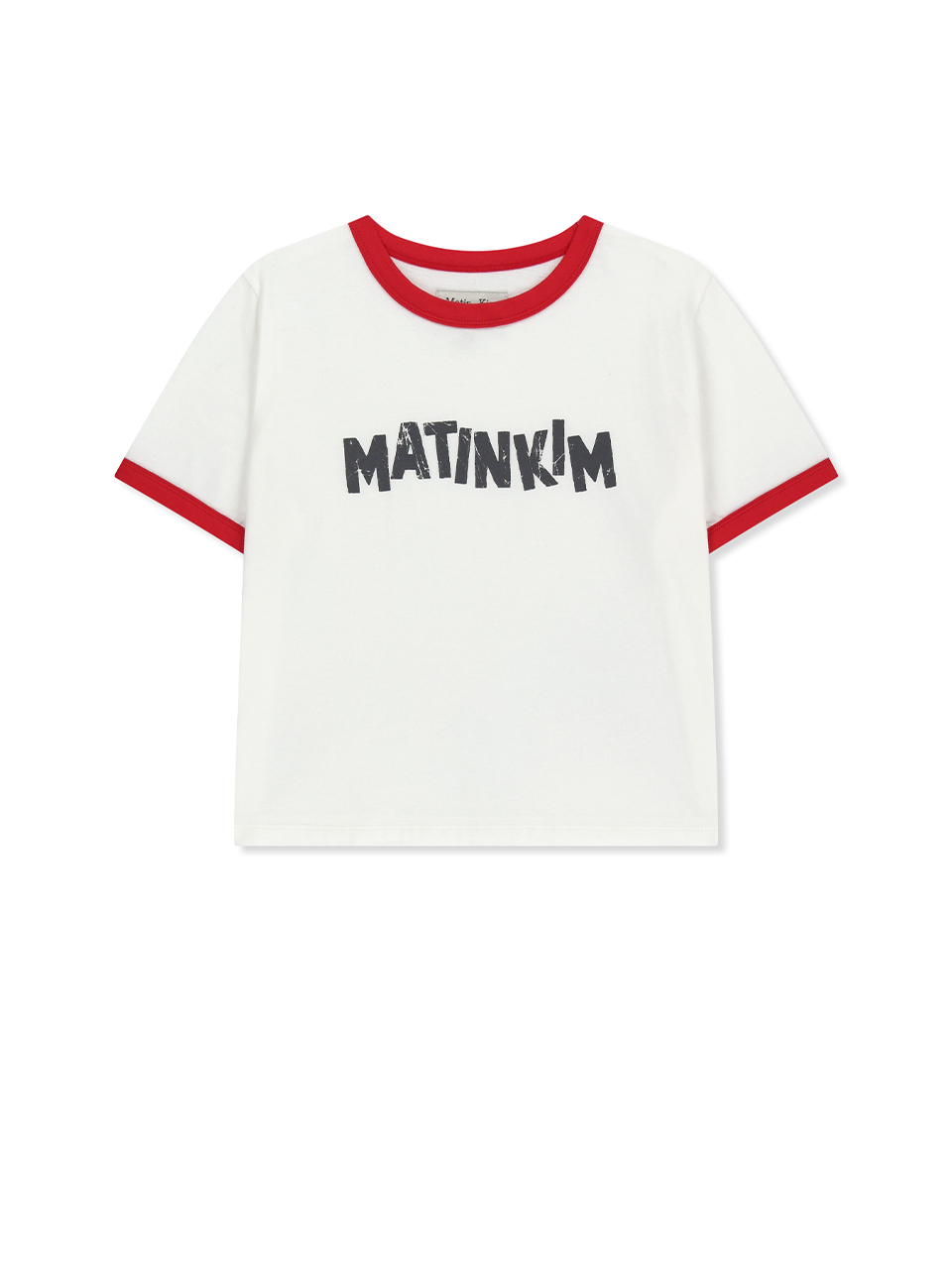 LOGO滾邊短版上衣 白色