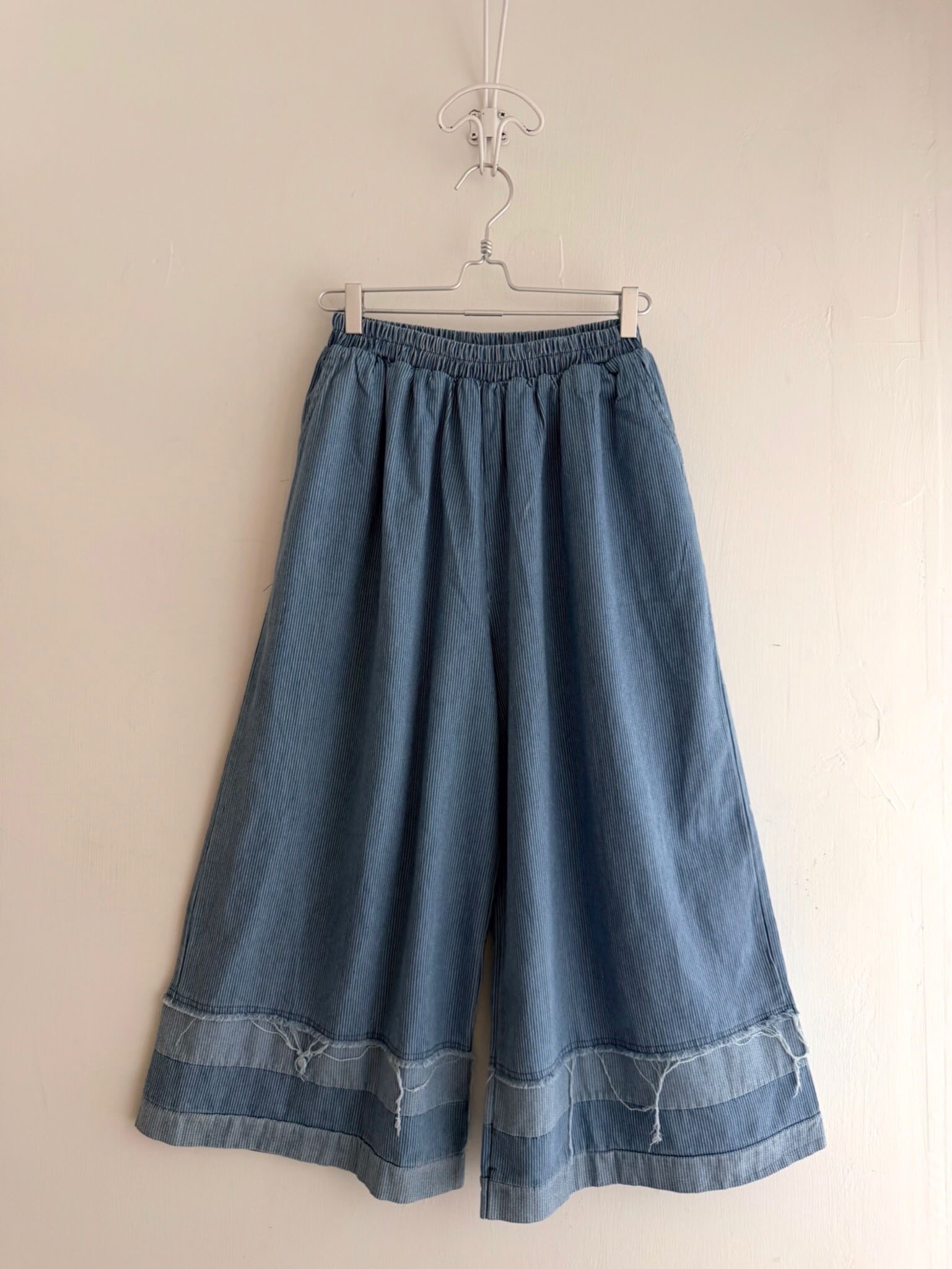 藍色條子全橡筋闊褲