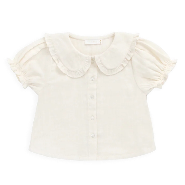 （預購）JAMIEKAY 荷葉領泡泡袖襯衫 Organic Cotton Muslin Bowie Blouse - Parchment