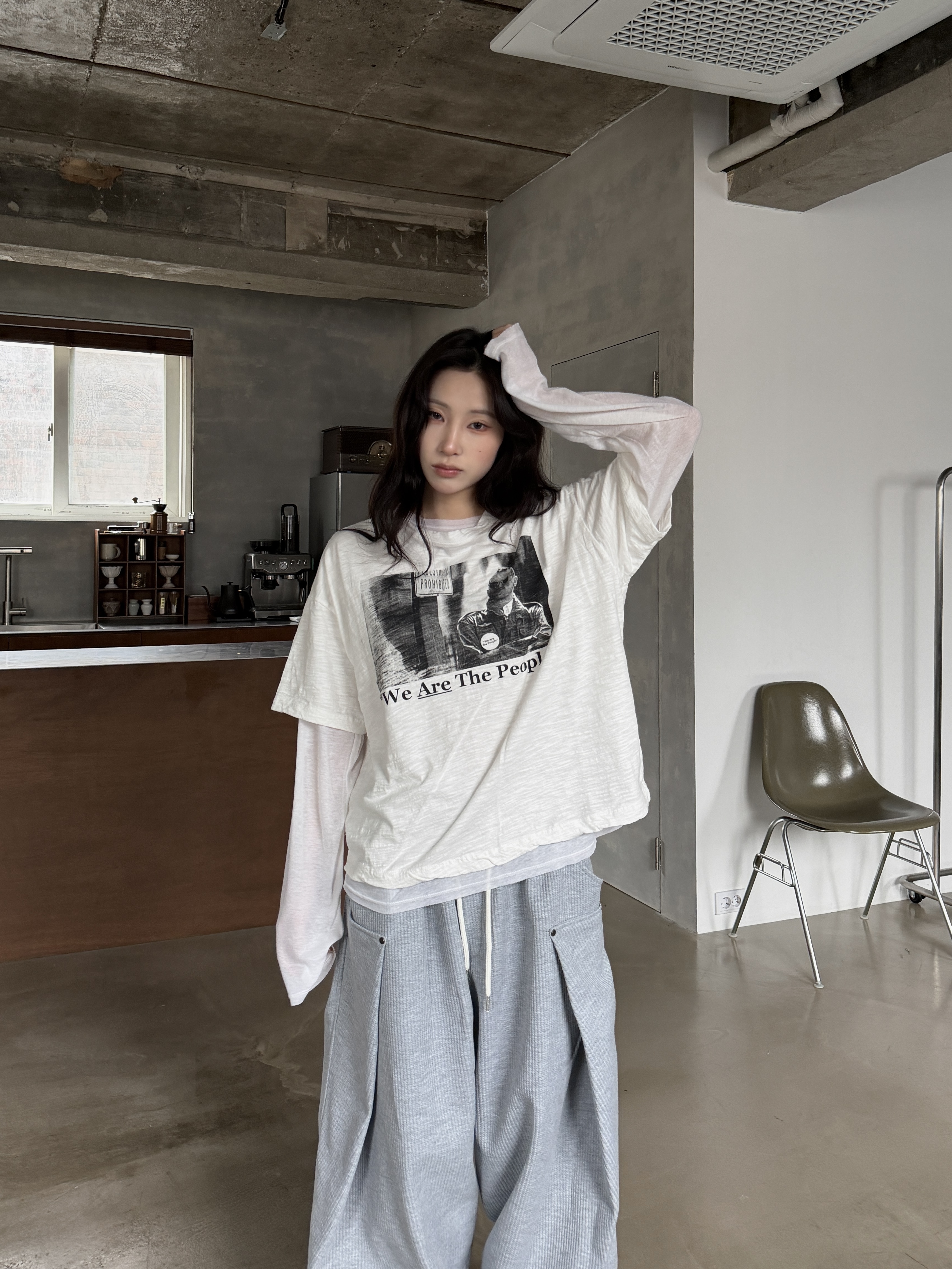 美式電影 粗獷皺摺 短版短袖上衣