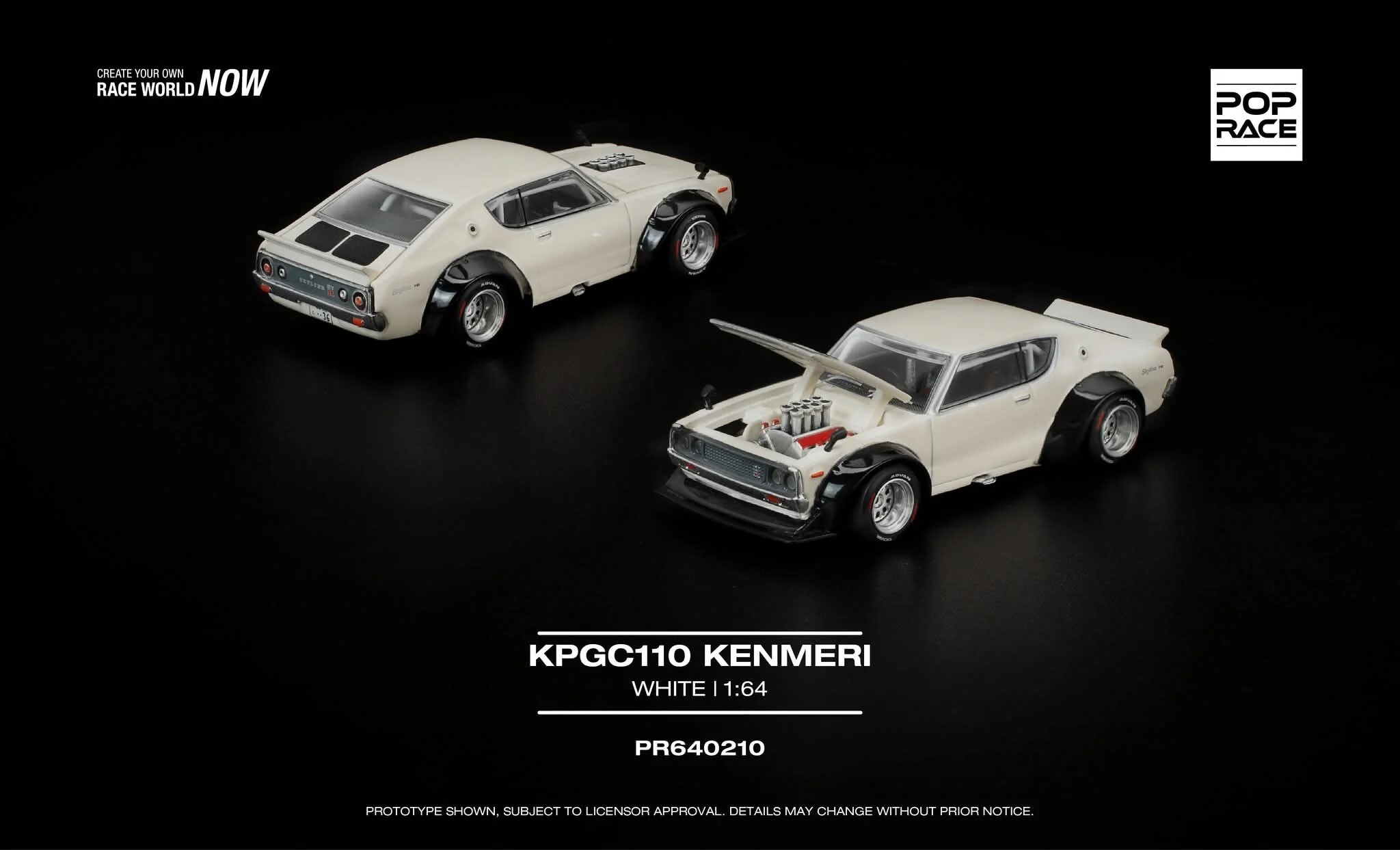 [預訂] POPRACE 1/64 KPGC110 KENMERI 白色