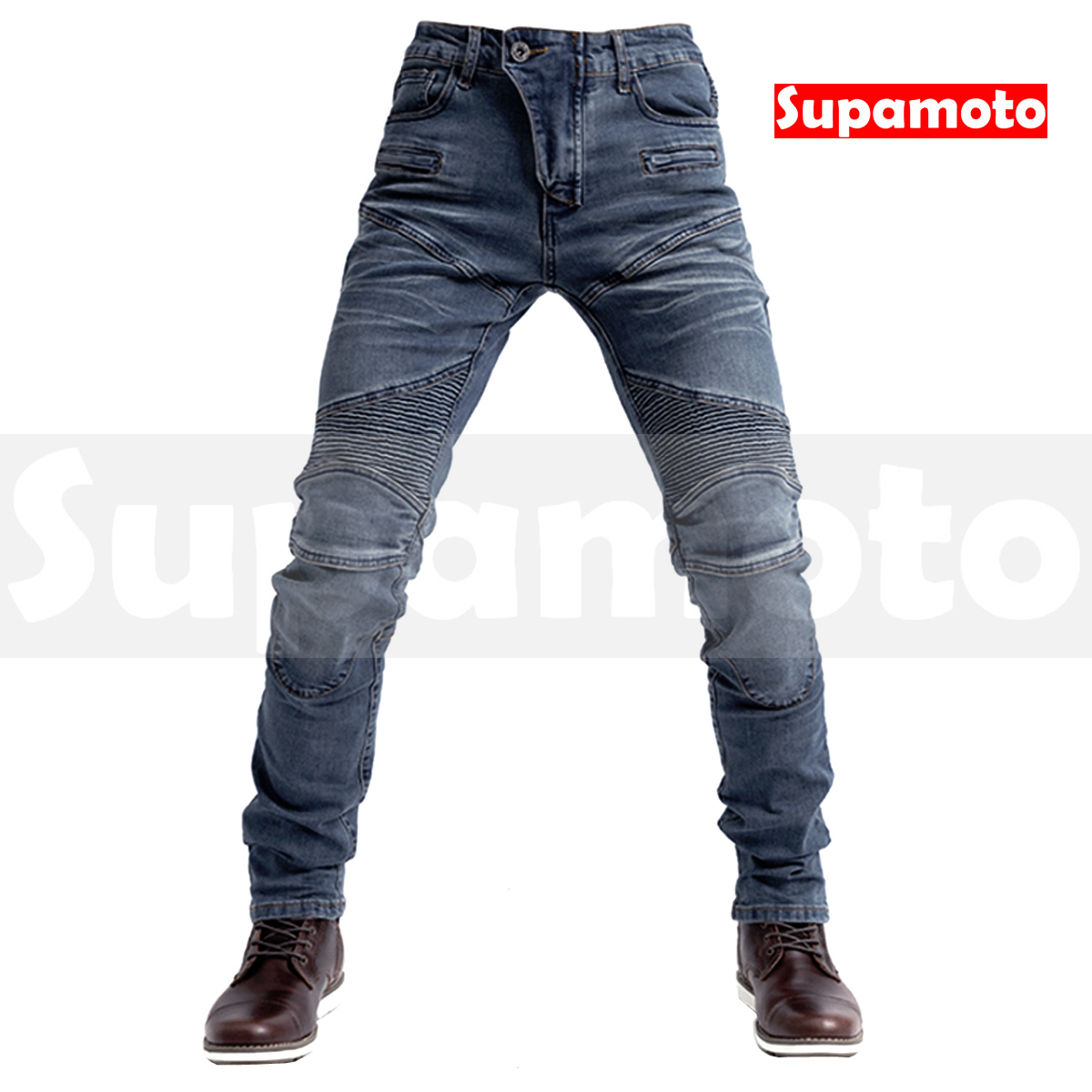 -Supamoto- 防摔牛仔褲 (防摔褲/藍色/刷色/護具/護腿/彈性/防護/護膝/防護/男/女/中性)