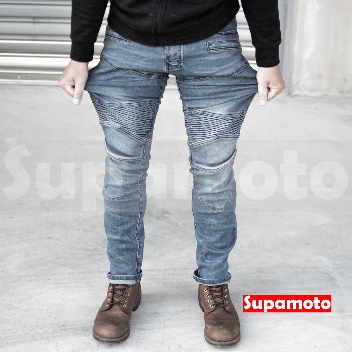 -Supamoto- 防摔牛仔褲 (防摔褲/藍色/刷色/護具/護腿/彈性/防護/護膝/防護/男/女/中性)