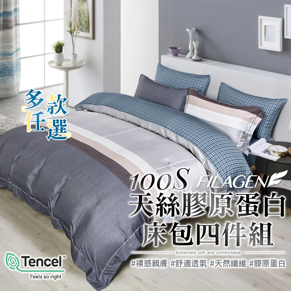 100支天絲膠原蛋白-兩用被床包組四件式