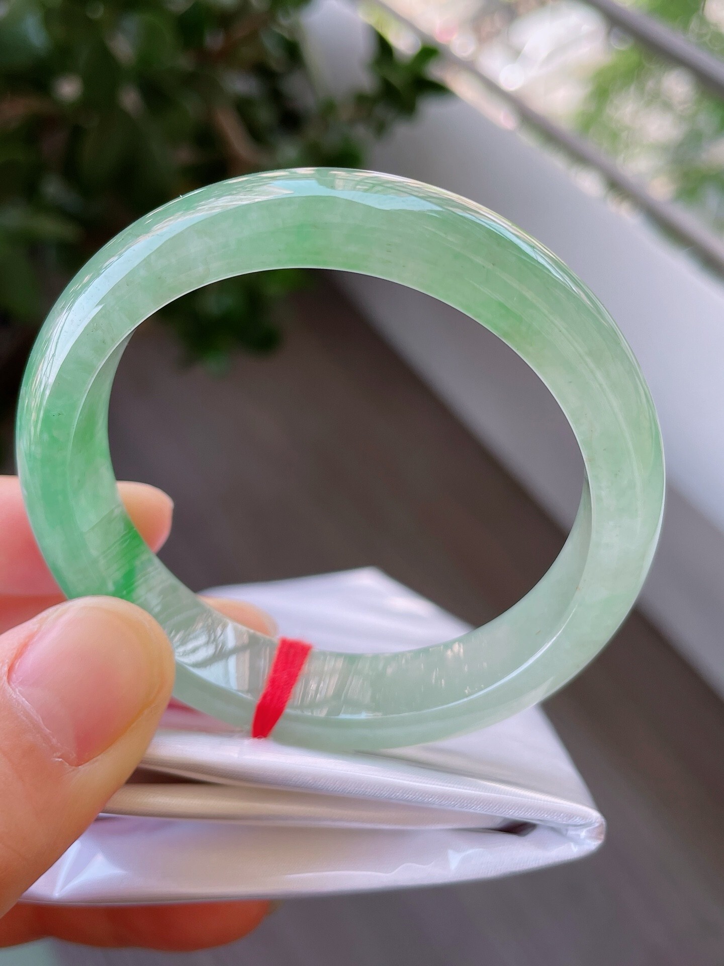 36144 52.5mm冰飄綠正圈翡翠手鐲 (52-54)