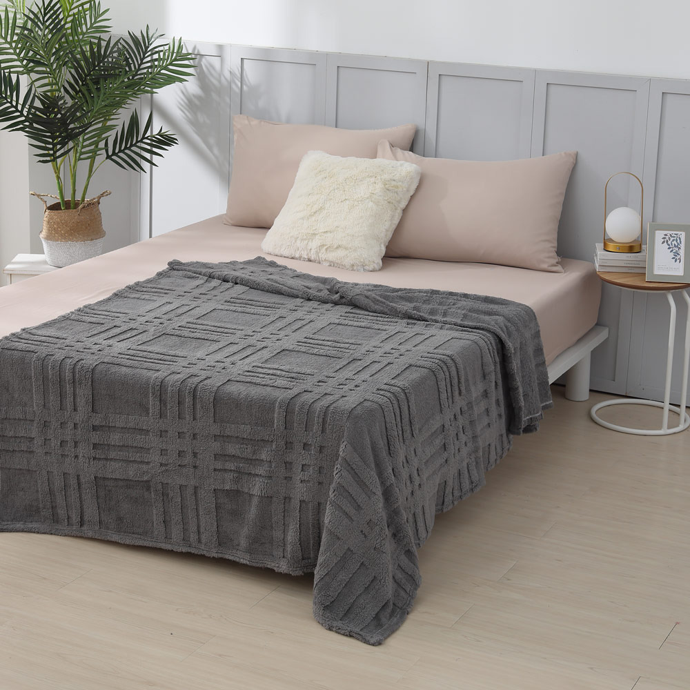 莫蘭絨被毯-深灰