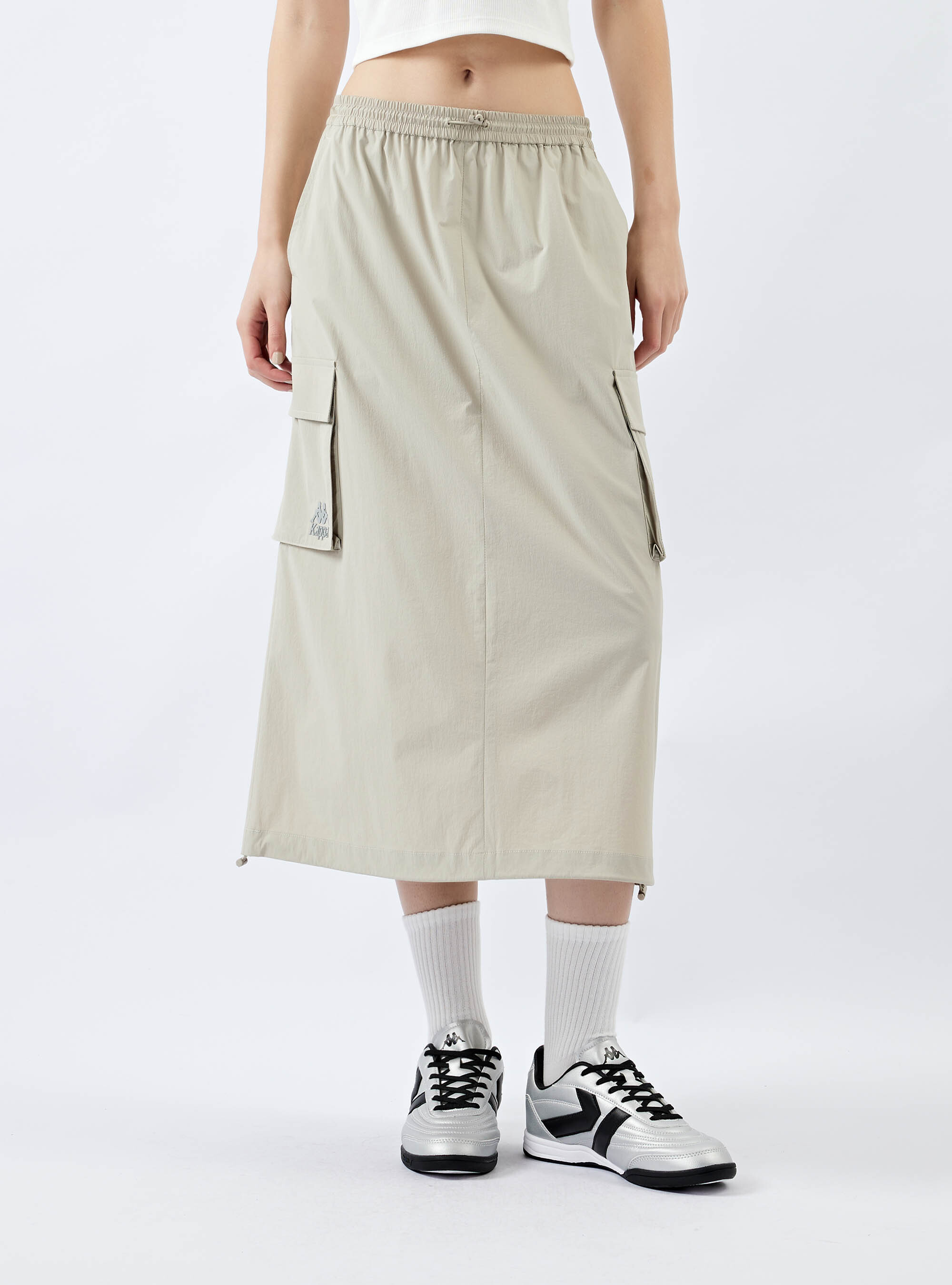 女款 防曬工作口袋抽繩中長裙