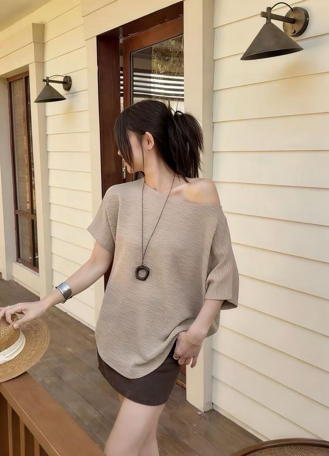 0179-斜肩針織衣