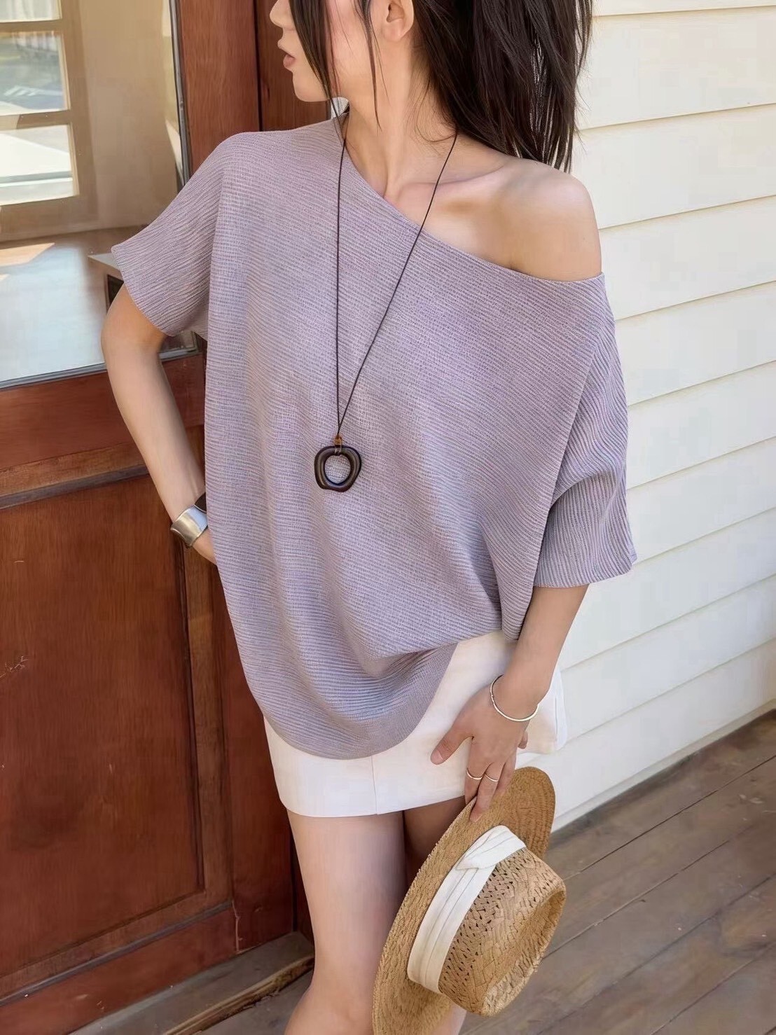 0179-斜肩針織衣