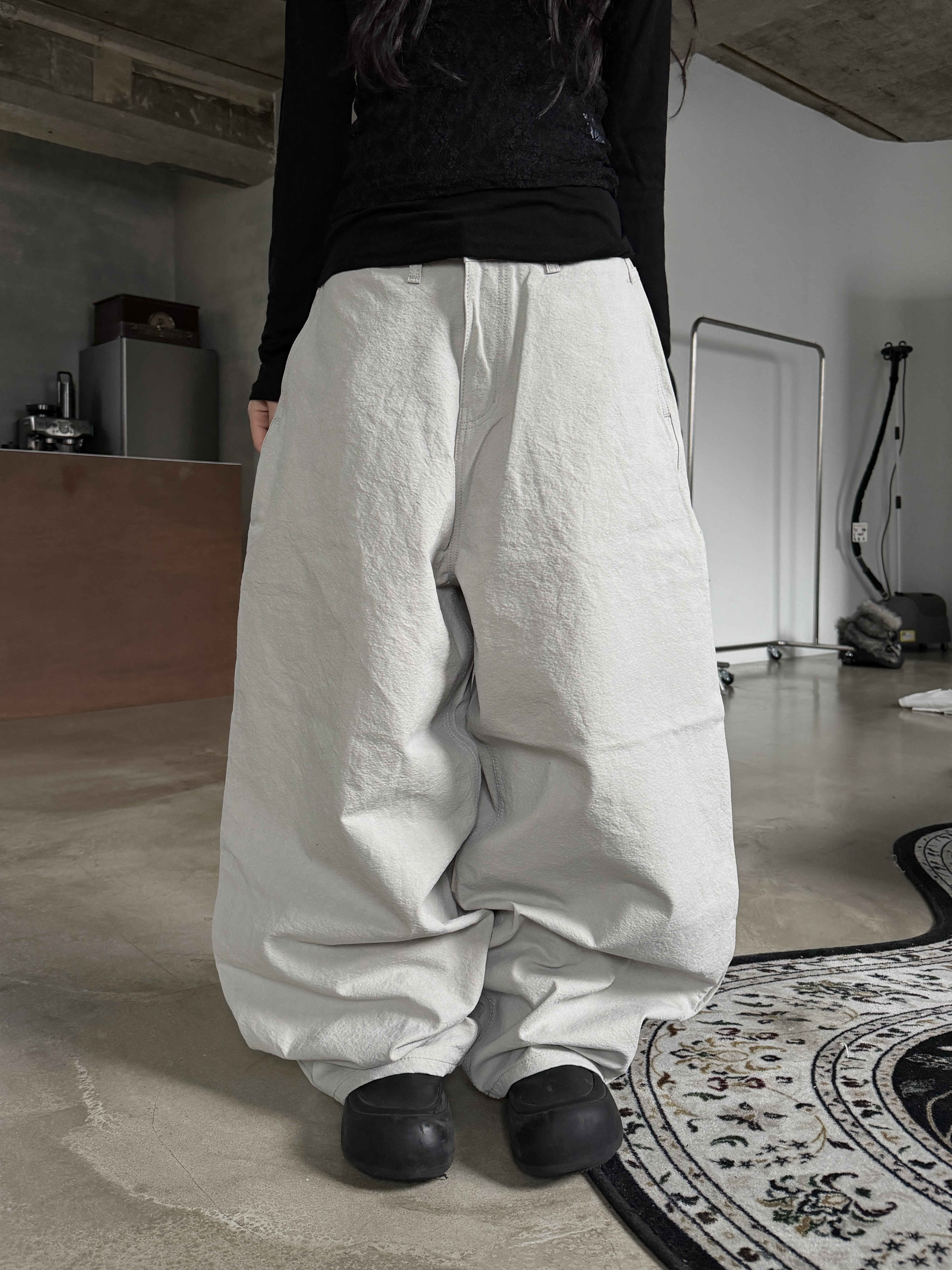 立體輪廓 泡泡紋寬版長褲