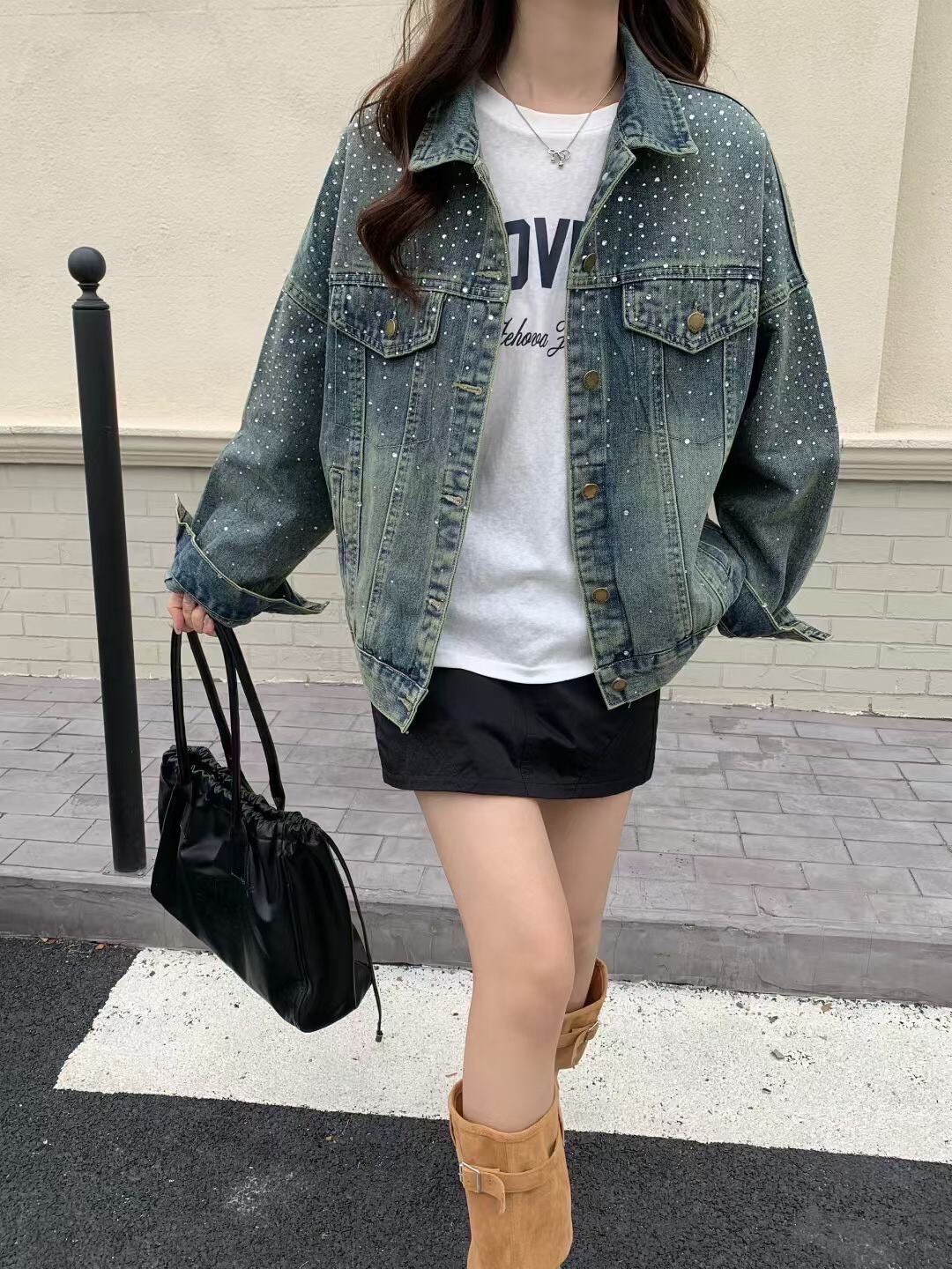 0178-高級貼鑽牛仔外套