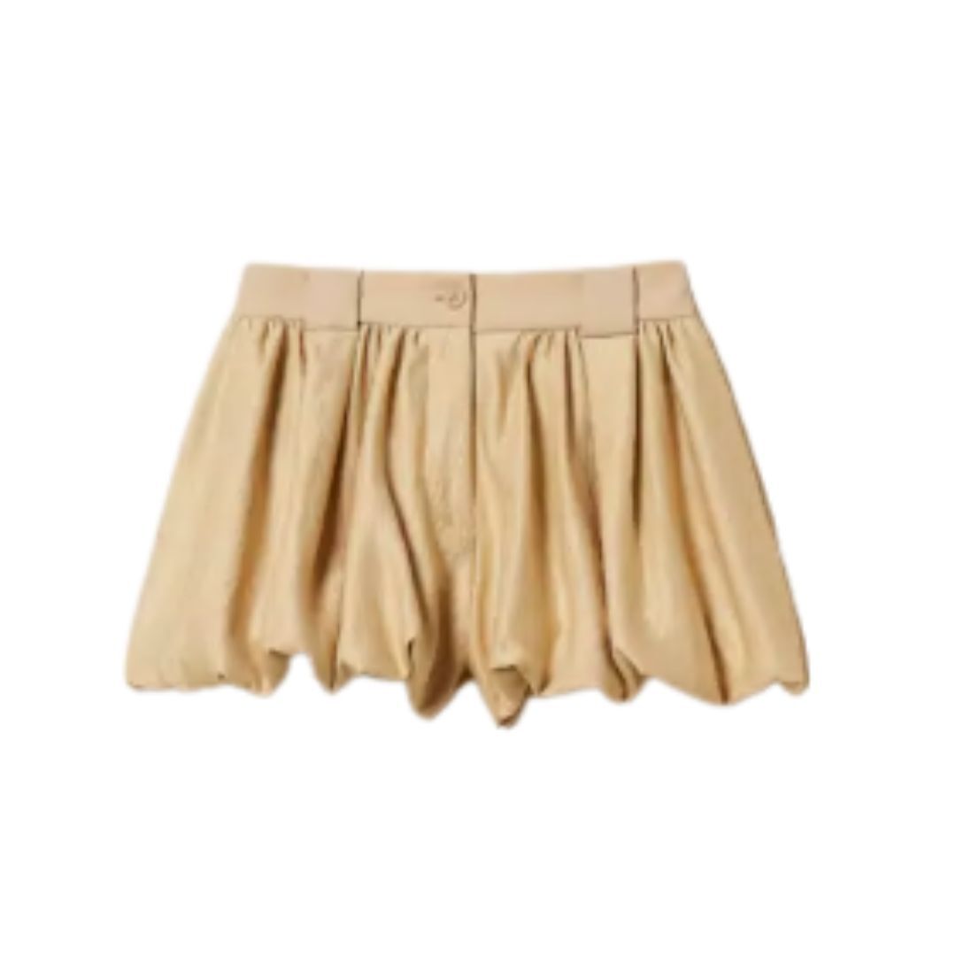 1TS0319-127 [TWINSET] Laminated Balloon Shorts Golden Beige #261TT2533 (C-EU-E)