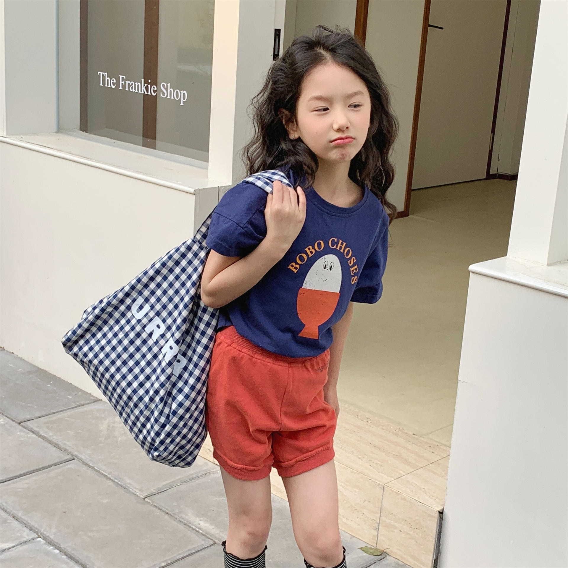 三色高腰運動短褲