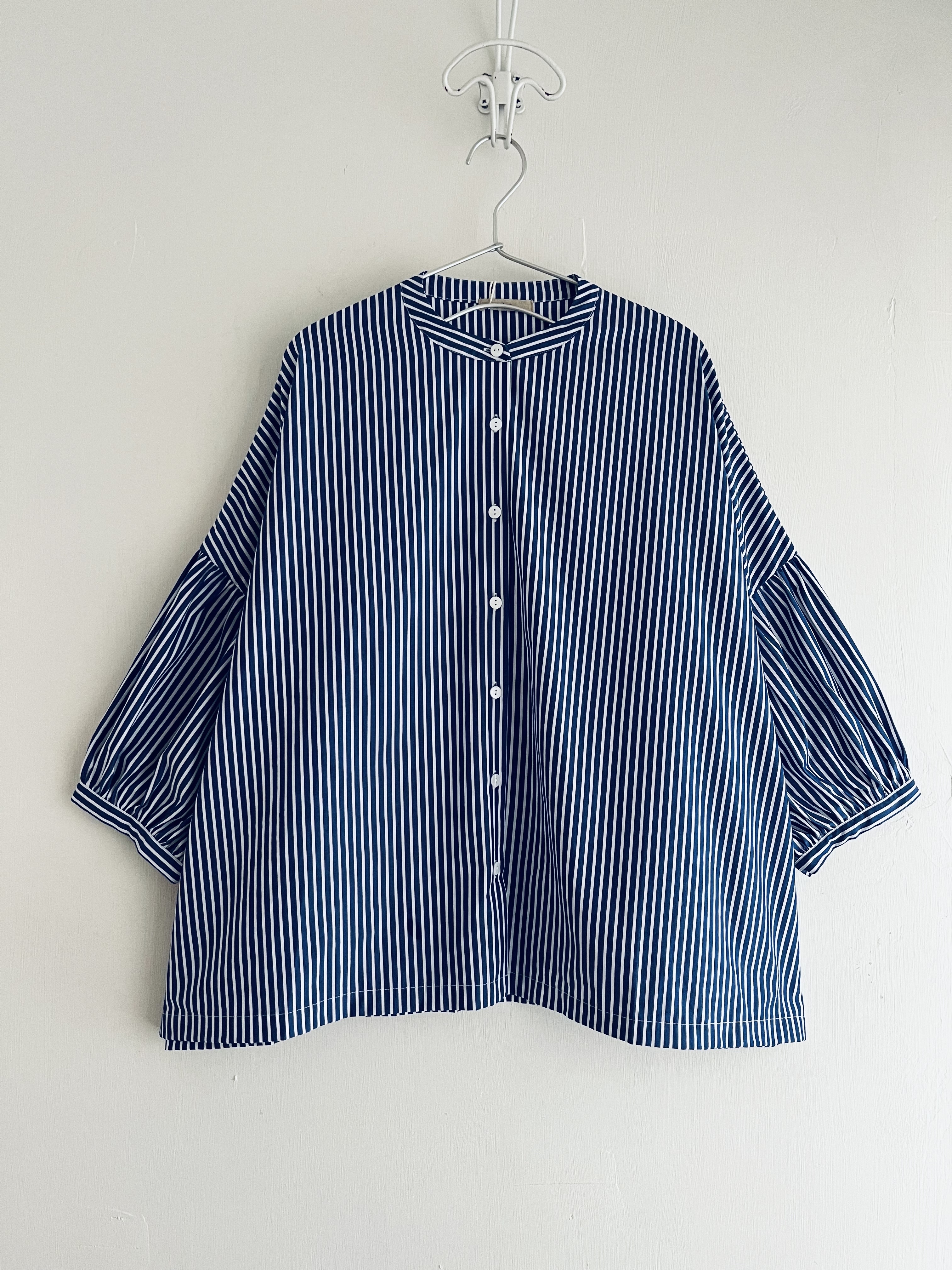 Sloe藍色小企領條子top