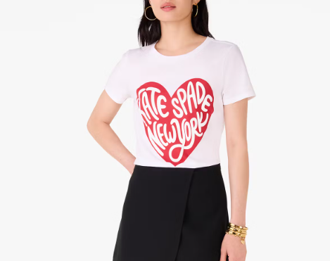 [USW] KATE SPADE FRESH WHITE VALENTINE'S LOGO TEE, UZZ1195 (UZZ1195)