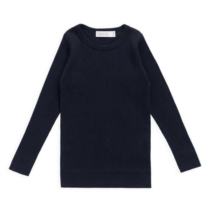 （預購）JAMIEKAY 莫代爾棉螺紋長袖上衣 Organic Cotton Modal Marina Long Sleeve Top - Eclipse