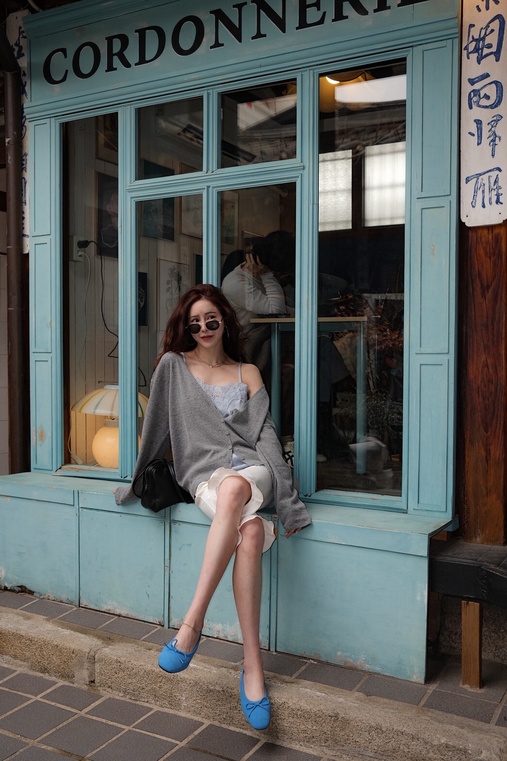 #AF94睫毛蕾絲斜擺背心