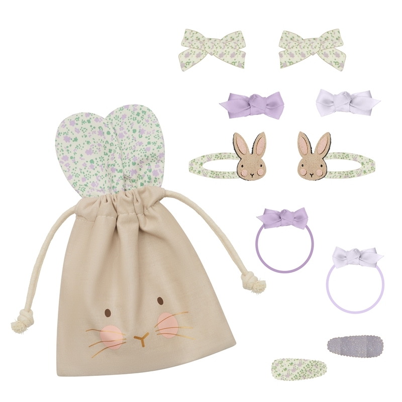 Mimi & Lula 春日兔語-兔兔花園髮飾禮袋(粉紫)