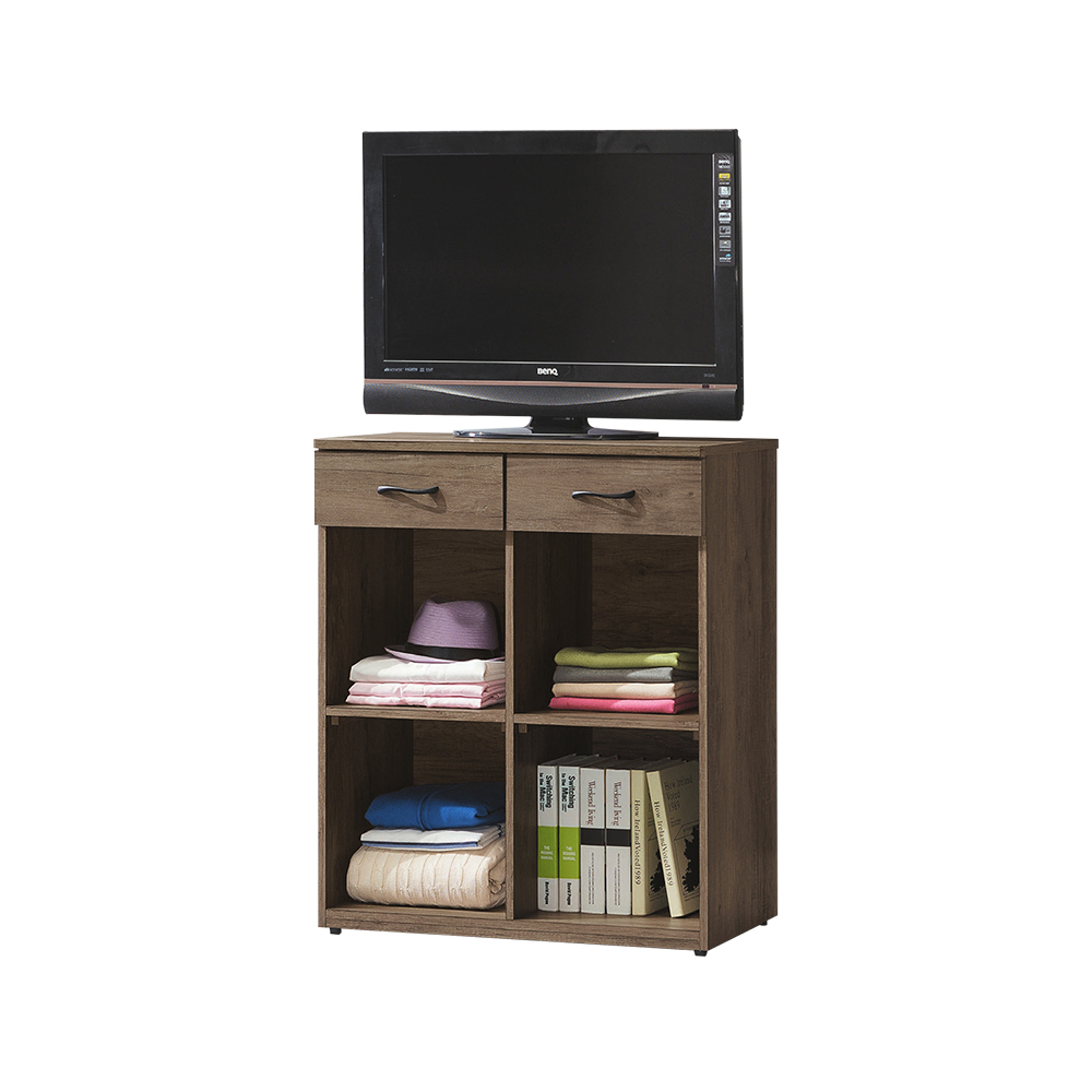 柏蒂家居-哈德威2.7尺2抽四格開放式收納置物櫃