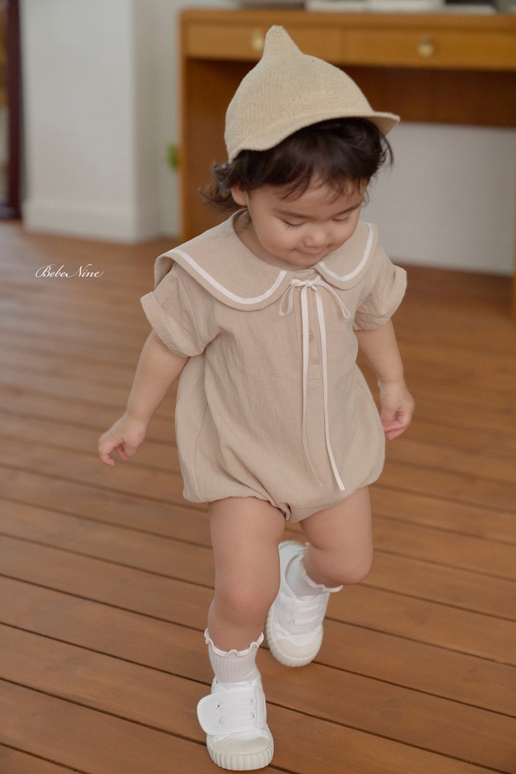 正韓夏bebenine 嫩嬰海軍領綁帶包屁衣