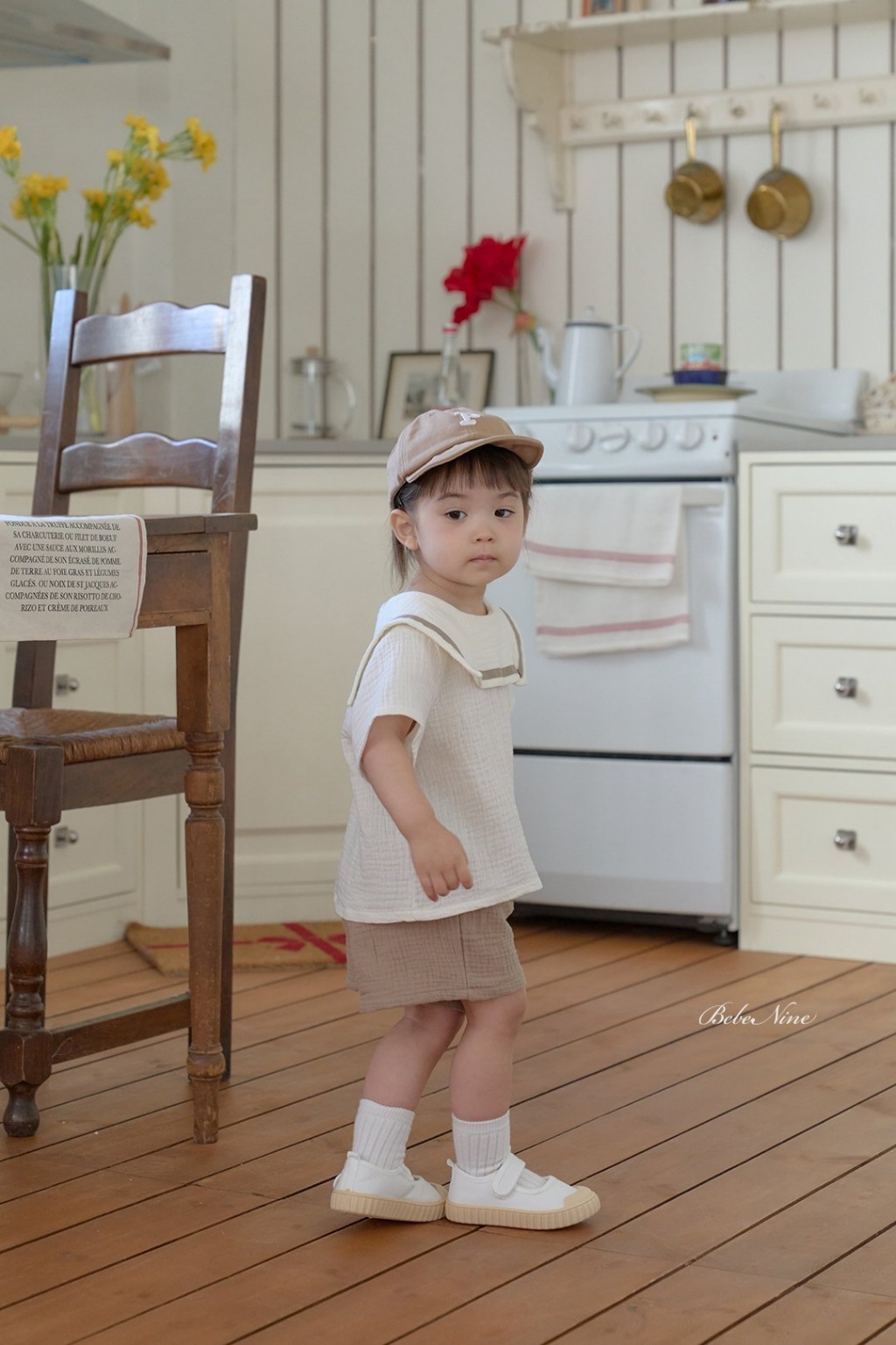 正韓夏bebenine 三色日式翻領純棉套裝