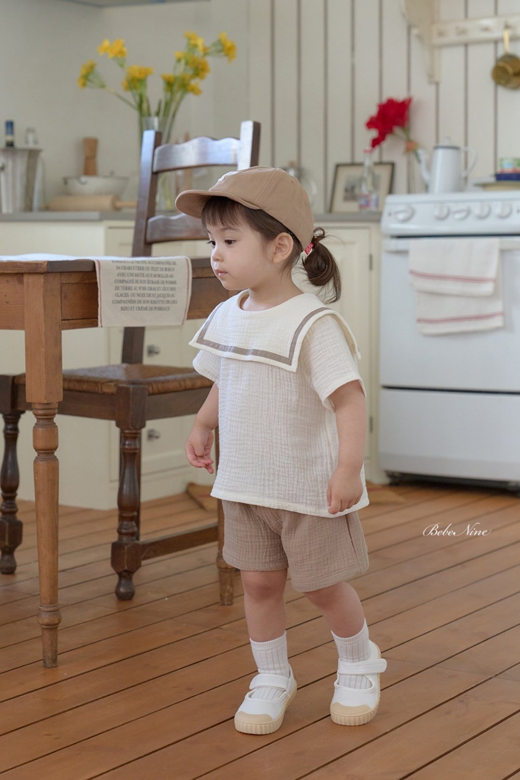 正韓夏bebenine 三色日式翻領純棉套裝