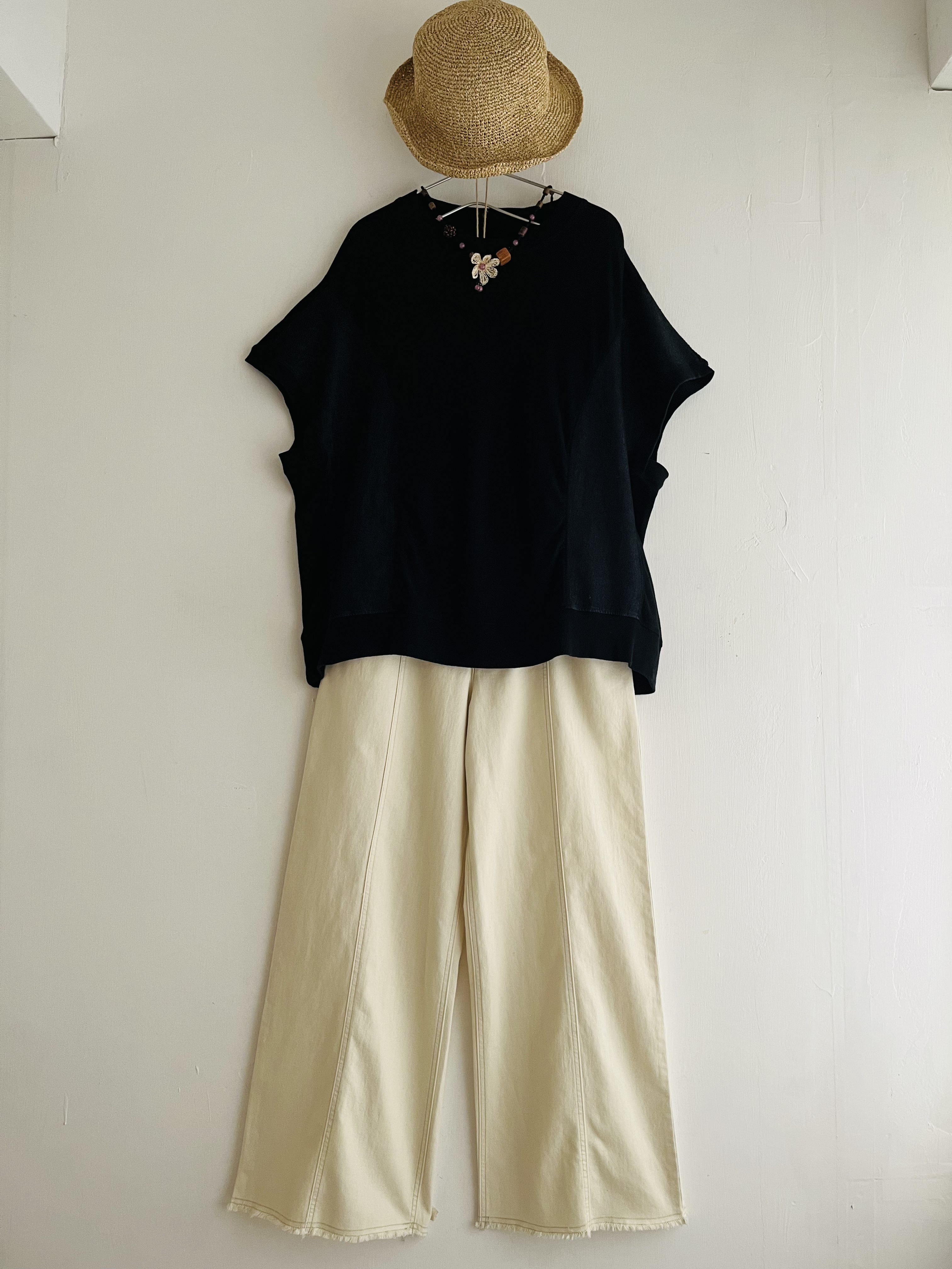 m.m.o.黑色拼布圓領top