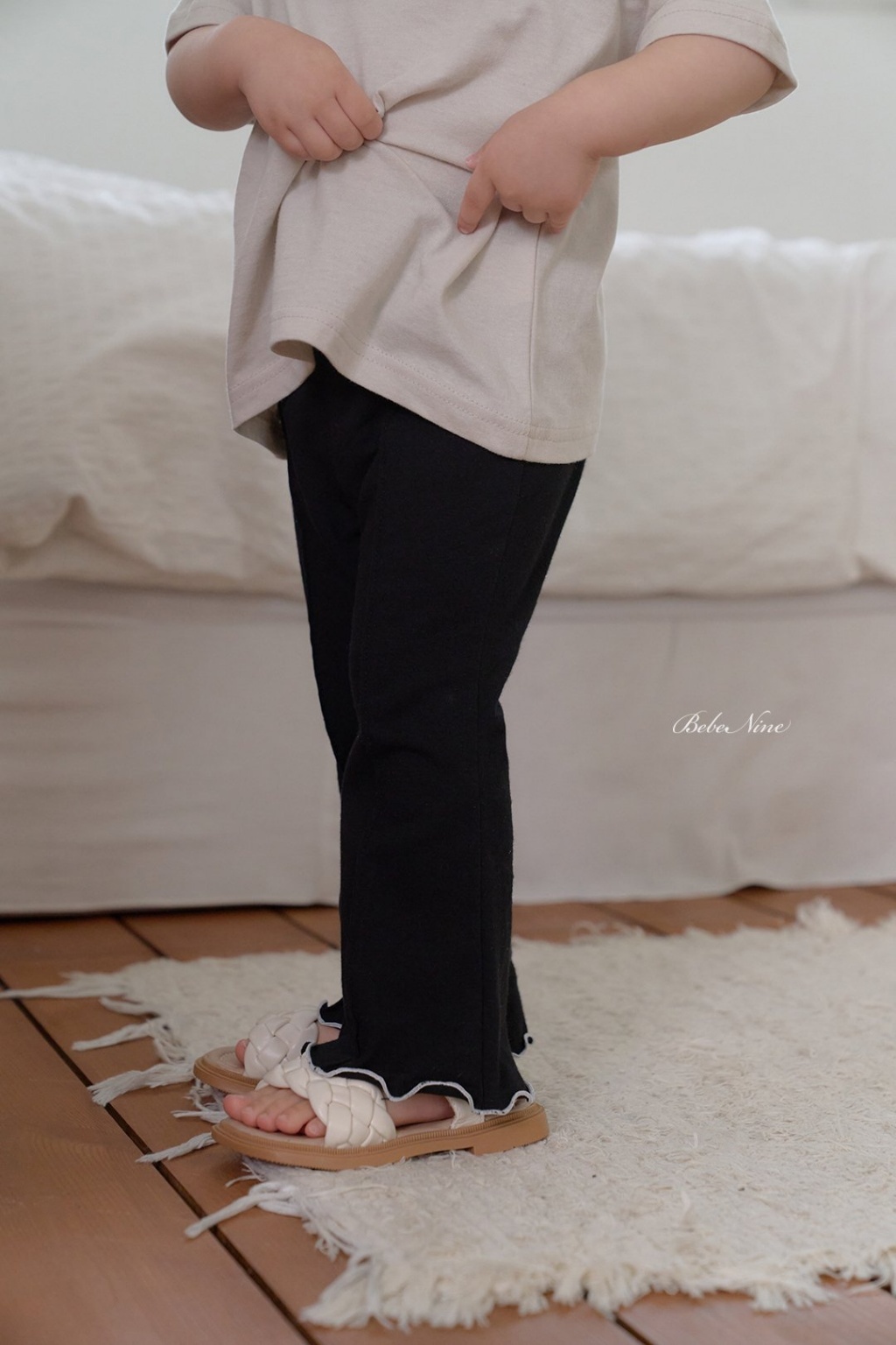 正韓夏bebenine 嫩嬰/小童兩色捲邊喇叭褲