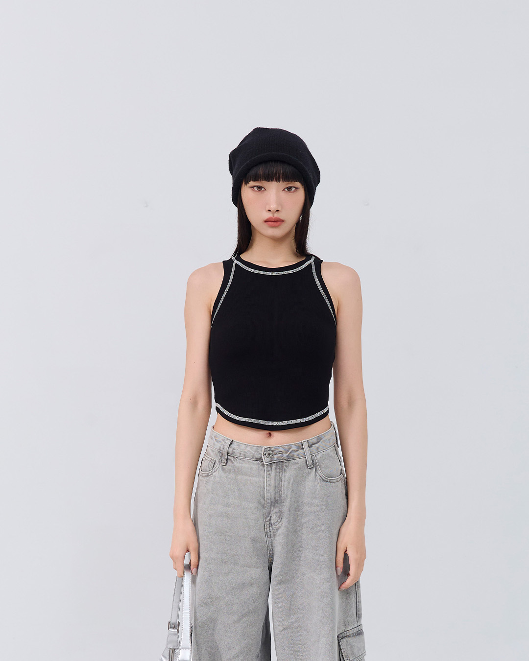 配色车线造型削肩背心 三色售 S/M【01150478】现+预