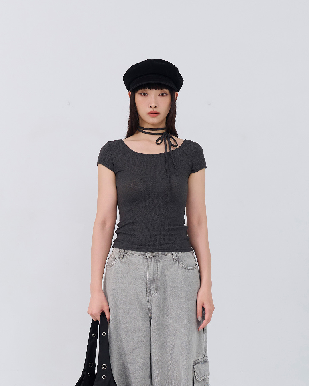 缇花大U领造型附绑带上衣 三色售 S/M【01099595】现+预