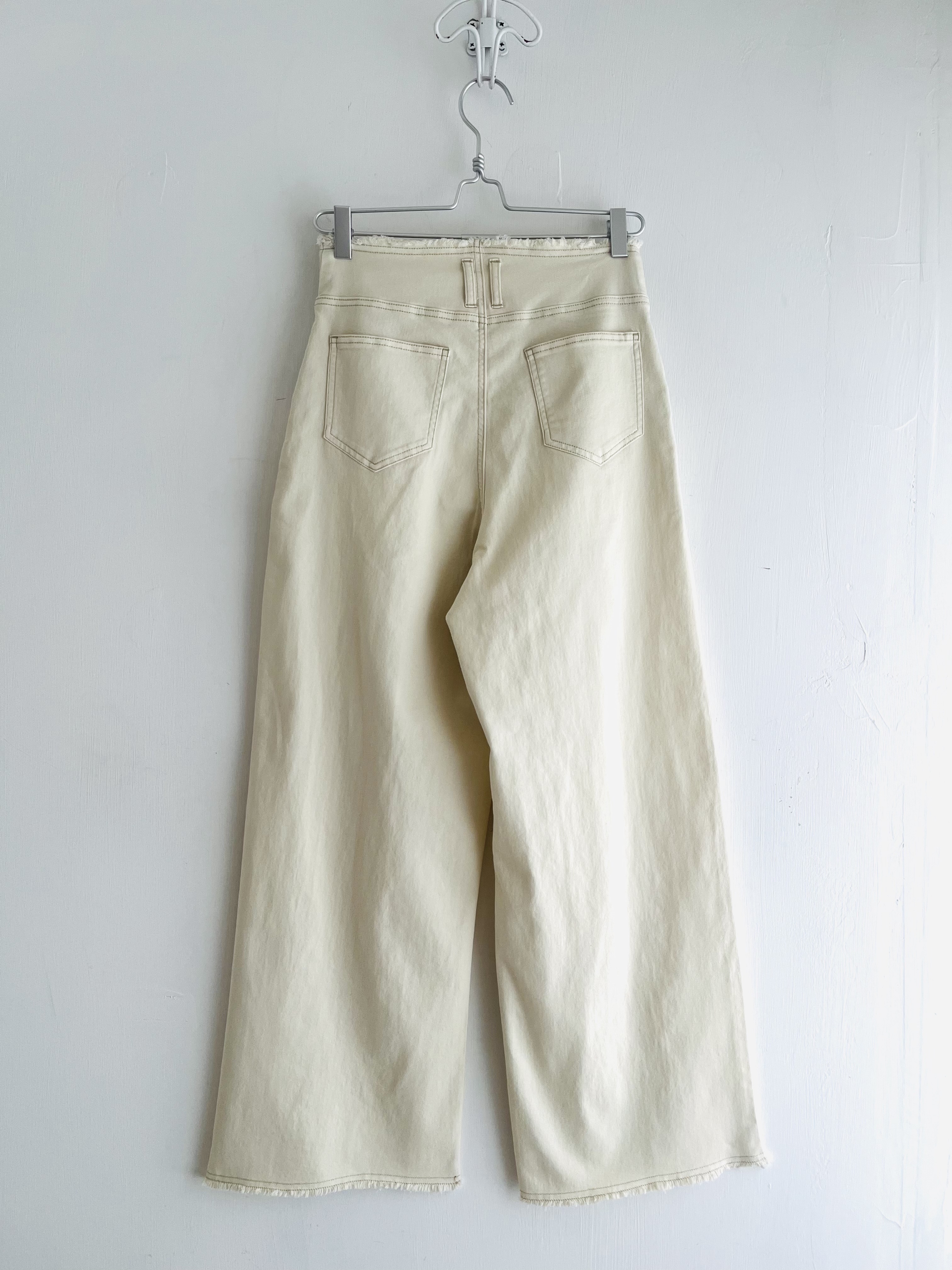 hunch米白色薄料牛仔直腳褲