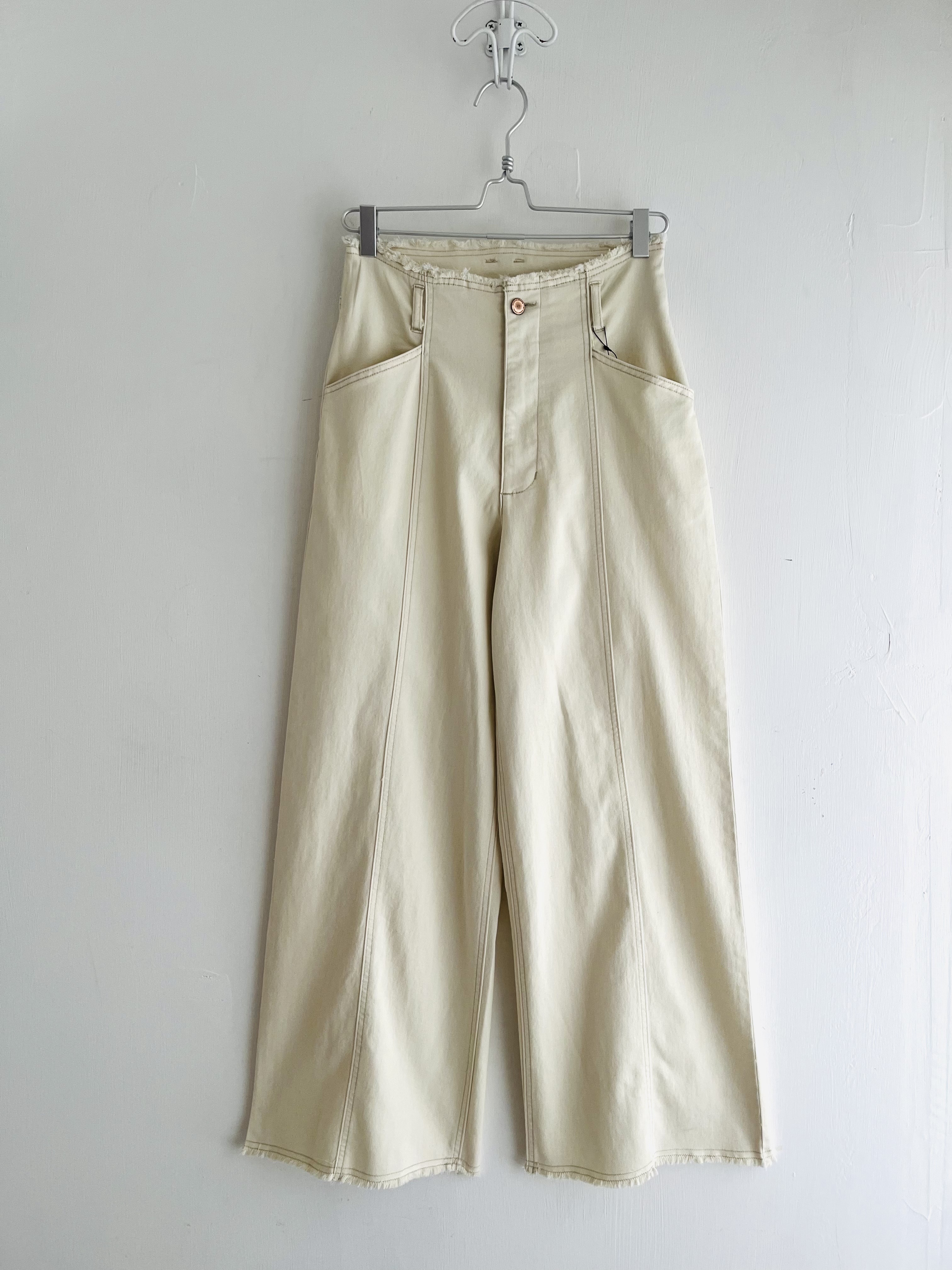 hunch米白色薄料牛仔直腳褲